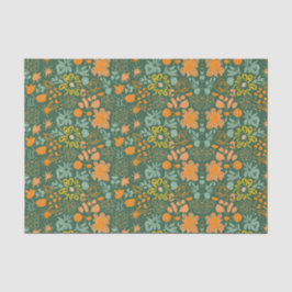 Floral pattern on a dark green background seidenpapier