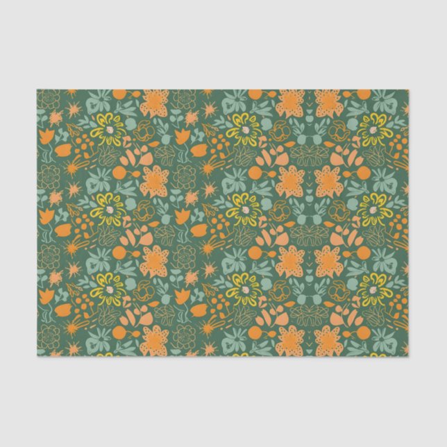 Floral pattern on a dark green background  seidenpapier (Vorderseite)