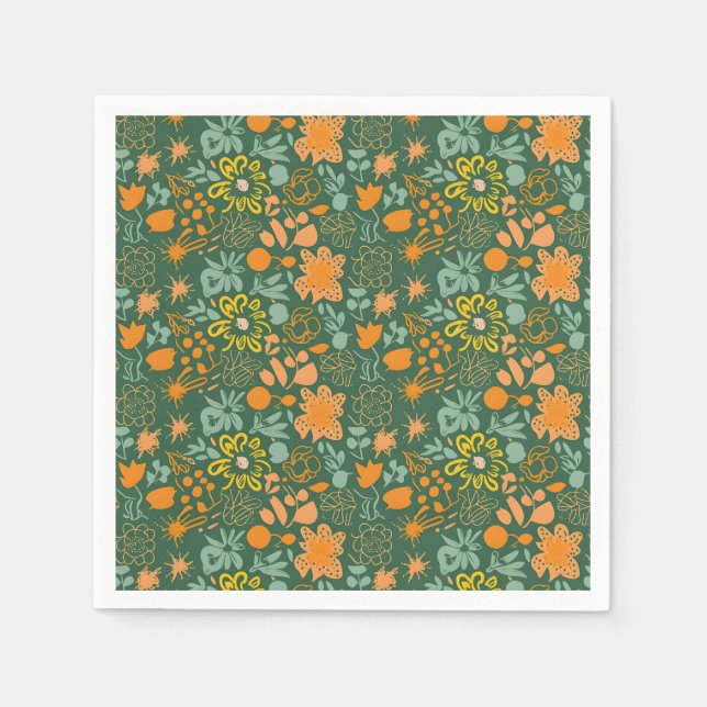Floral pattern on a dark green background  serviette (Vorderseite)