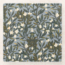 Floral pattern on  dusty blue-gray background glasuntersetzer