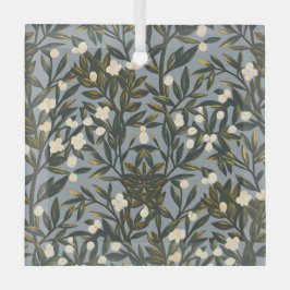 Floral pattern on  dusty blue-gray background ornament aus glas