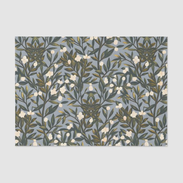 Floral pattern on  dusty blue-gray background seidenpapier (Vorderseite)