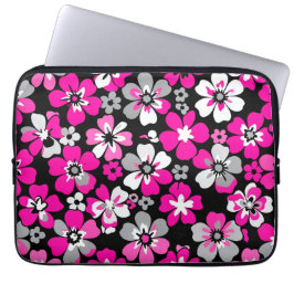 Floral Pattern Pink Grey White Black  Laptopschutzhülle