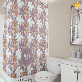 Floral Pattern Sapphic Lesbian Flag Monogram  Duschvorhang