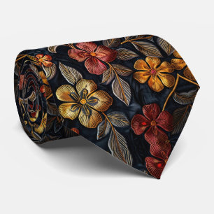 Floral Pattern Schwarzes Fett Fall Blume Krawatte