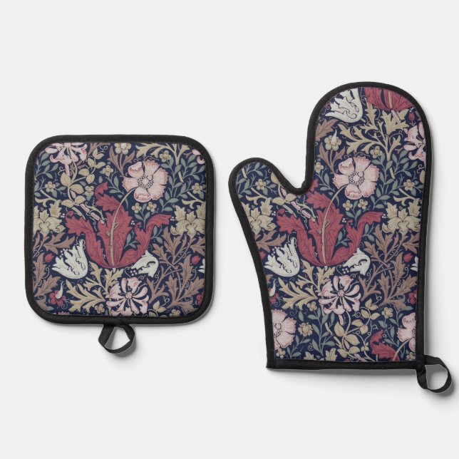 Floral Pattern, William Morris Ofenhandschuh & Topflappen-Set (Vorderseite)