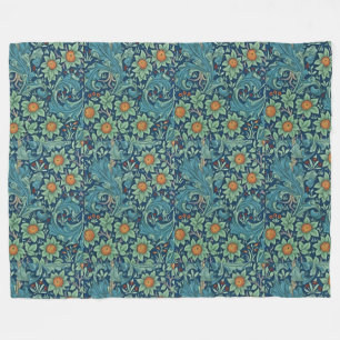 Floral Pattern William Morris Red Yellow Blue Gree Fleecedecke