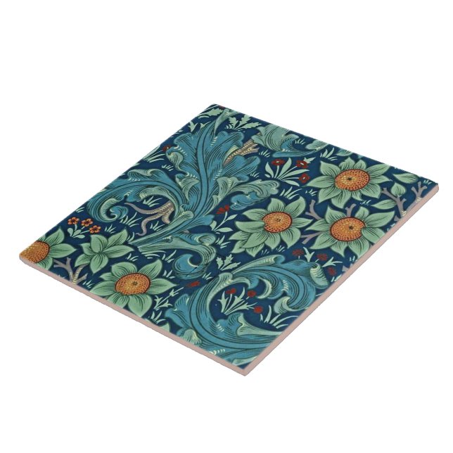 Floral Pattern William Morris Red Yellow Blue Gree Fliese (Seite)