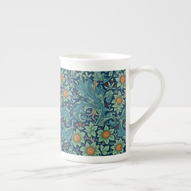 Floral Pattern William Morris Red Yellow Blue Gree Prozellantasse (Rechts)