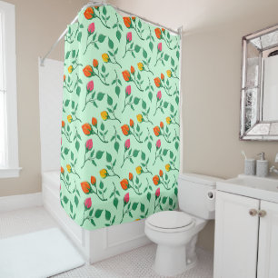 Floral pattern with colored rose flowers duschvorhang