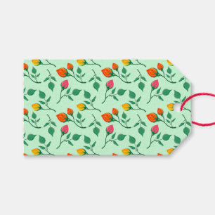 Floral pattern with colored rose flowers geschenkanhänger