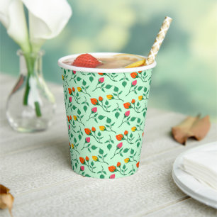 Floral pattern with colored rose flowers pappbecher