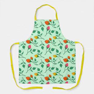 Floral pattern with colored rose flowers schürze
