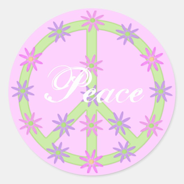 Floral Peace Sign Stickers (Vorderseite)