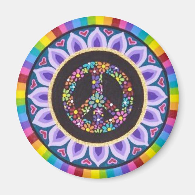 Floral Peace Zeichenmagnet von Soozie Wray Magnet (Vorne)