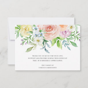 Floral Peach Wasserfarbe Blume Beerdigung Beileid Dankeskarte