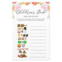 Floral Peaches Emoji Pictionary Baby Showspiel