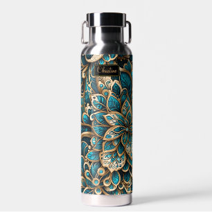 Floral Peacock Blue Mandala Trinkflasche
