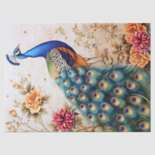 Floral Peacock Decoupage Seidenpapier
