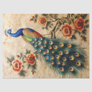 Floral Peacock Decoupage Seidenpapier