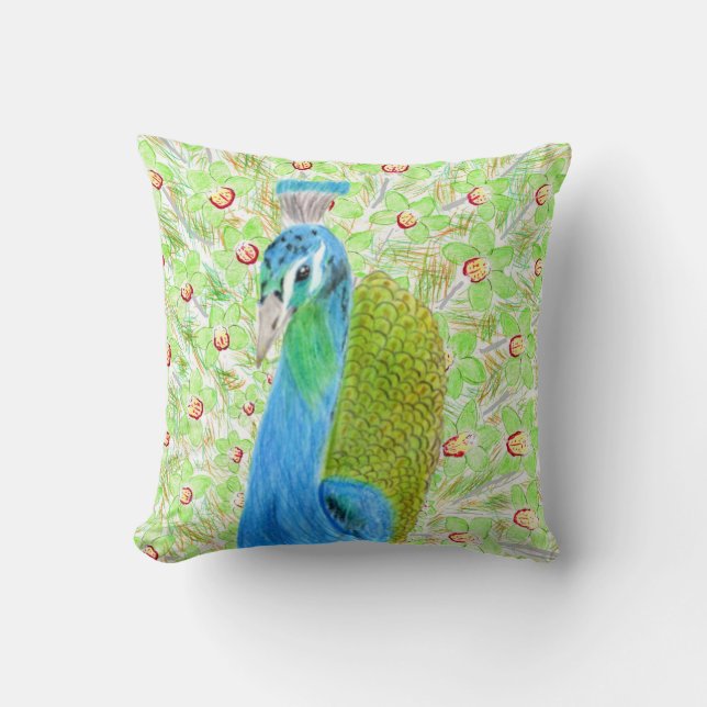 Floral Peacock Kissen (Vorderseite)