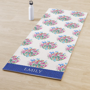 Floral Peacock Muster Personalisiert Yogmatte Yogamatte