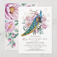 Floral Peacock Quinceañera Mis Quince Geburtstag