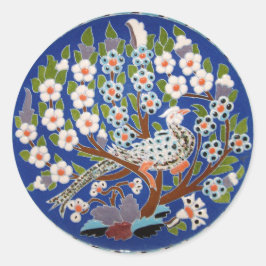 Floral Peacock Tile Art Runder Aufkleber