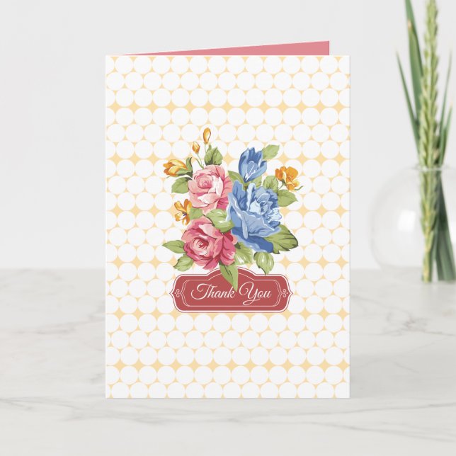 Floral & Pearls Thank You Dankeskarte (Vorderseite)