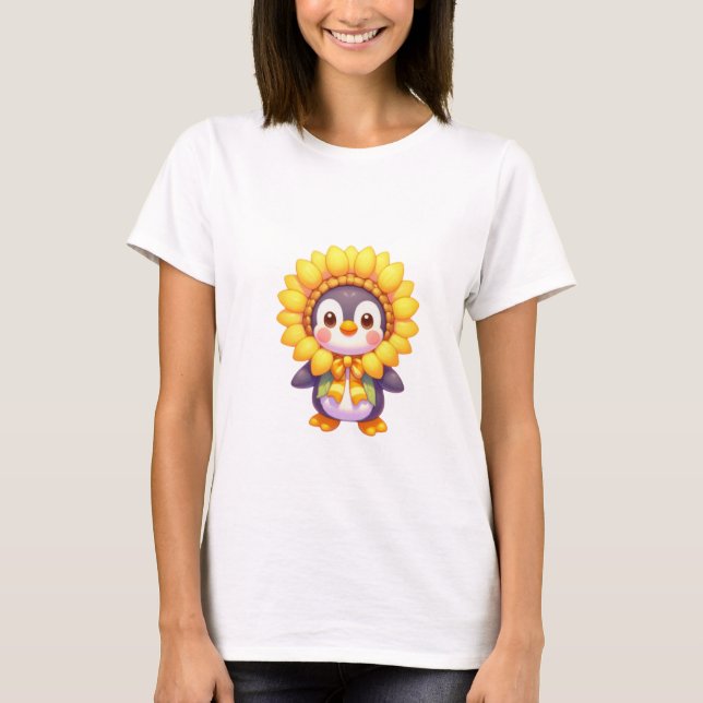 Floral Penguin Delight T-Shirt (Vorderseite)