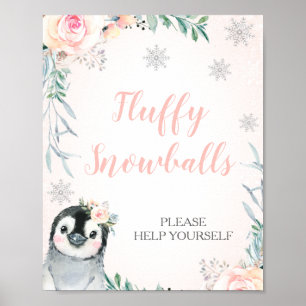 Floral Penguin Winter Onederland Geburtstagszeiche Poster