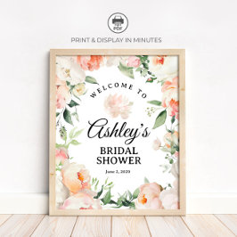Floral Peony Bridal Shower Welcome Sign Poster