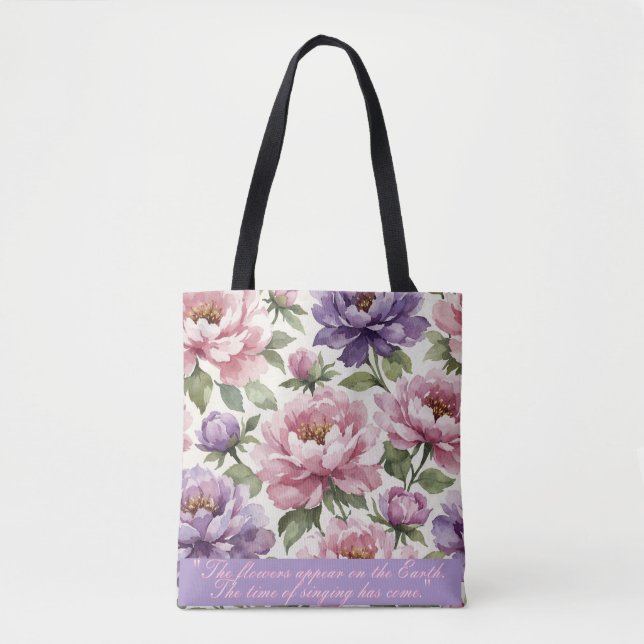 Floral Peony Personalized Tote Bag (Vorderseite)