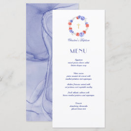 Floral Peony Wreath Taufe Christening Menükarte