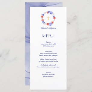 Floral Peony Wreath Taufe Christening Menükarte