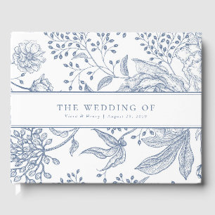 Floral Periwinkle Blue Elegante Hochzeit Gästebuch