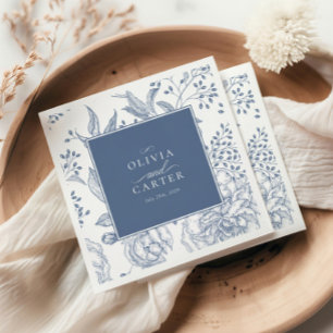 Floral Periwinkle Elegant Blue Wedding Serviette