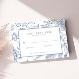 Floral Periwinkle Elegant Wedding RSVP Card Karte