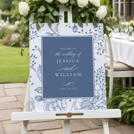 Floral Periwinkle Elegante Hochzeit Begrüßungszeic Poster