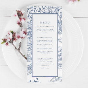 Floral Periwinkle Elegante Wedding Empfang Menu Menükarte