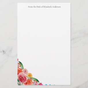 Floral Personal Business Pink Red Blue Y Briefpapier