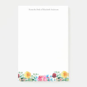 Floral Personal Business Pink Red Blue Y Post-it Klebezettel