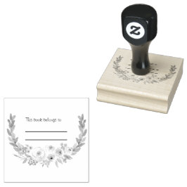 Floral Personal Library Book Briefmarke Gummistempel