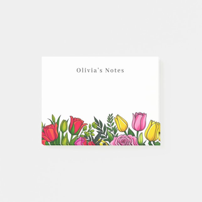 Floral Personal Notes Post-it Klebezettel (Vorderseite)