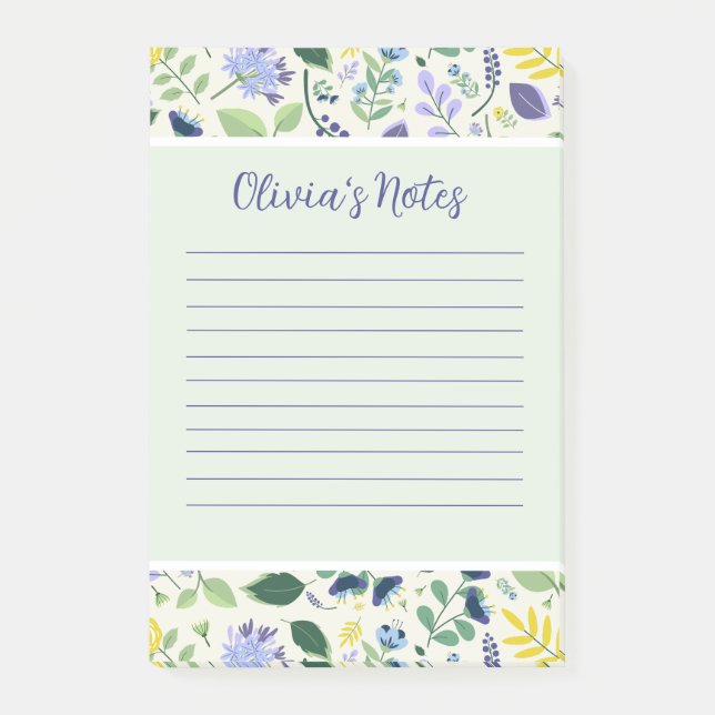 Floral Personal Notes Post-it Klebezettel (Vorderseite)