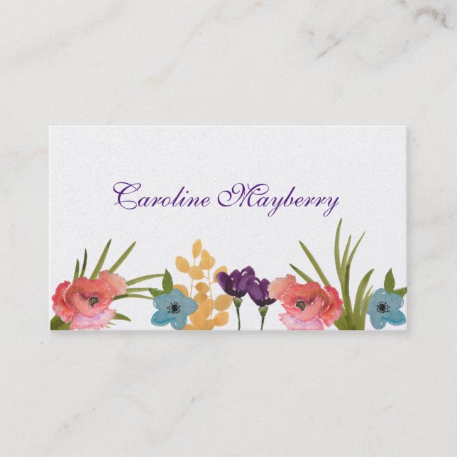 Floral Personal Visiting Card Visitenkarte (Vorderseite)