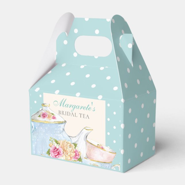 Floral Personalisiert Bridal Tea Polka dot Geschenkschachtel (Vorderseite)