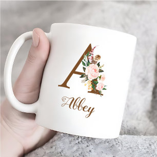 Floral Personalisiert Bridesmaid Letter A Gift Kaffeetasse