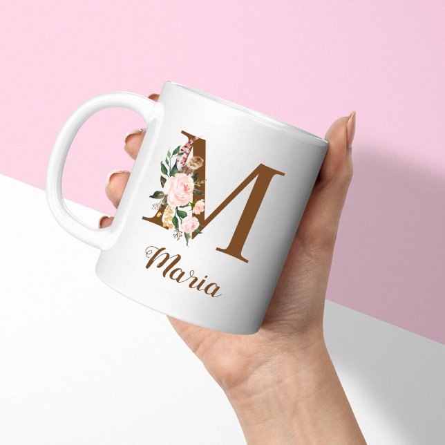Floral Personalisiert Bridesmaid Letter M Gift Kaffeetasse (Von Creator hochgeladen)