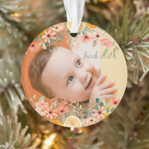 Floral Personalisiert Daughter Son Grandchild Foto Ornament